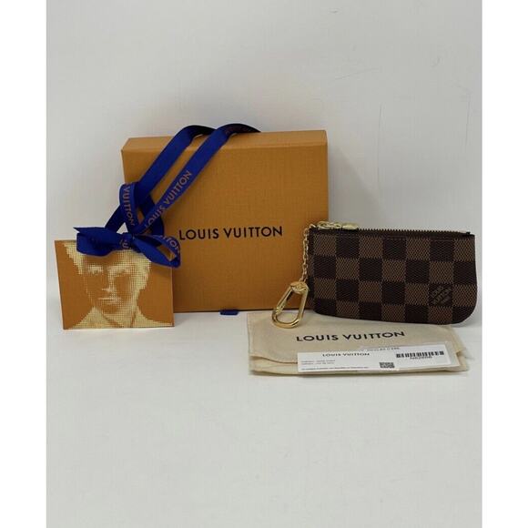 NEW LOUIS VUITTON Key Pouch Cles Damier Ebene Coin Card Wallet HOT GIFT - Picture 2 of 13
